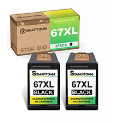 HP 67XL Remanufactured High Yield Black Ink Cartridge Combo 2 Pack